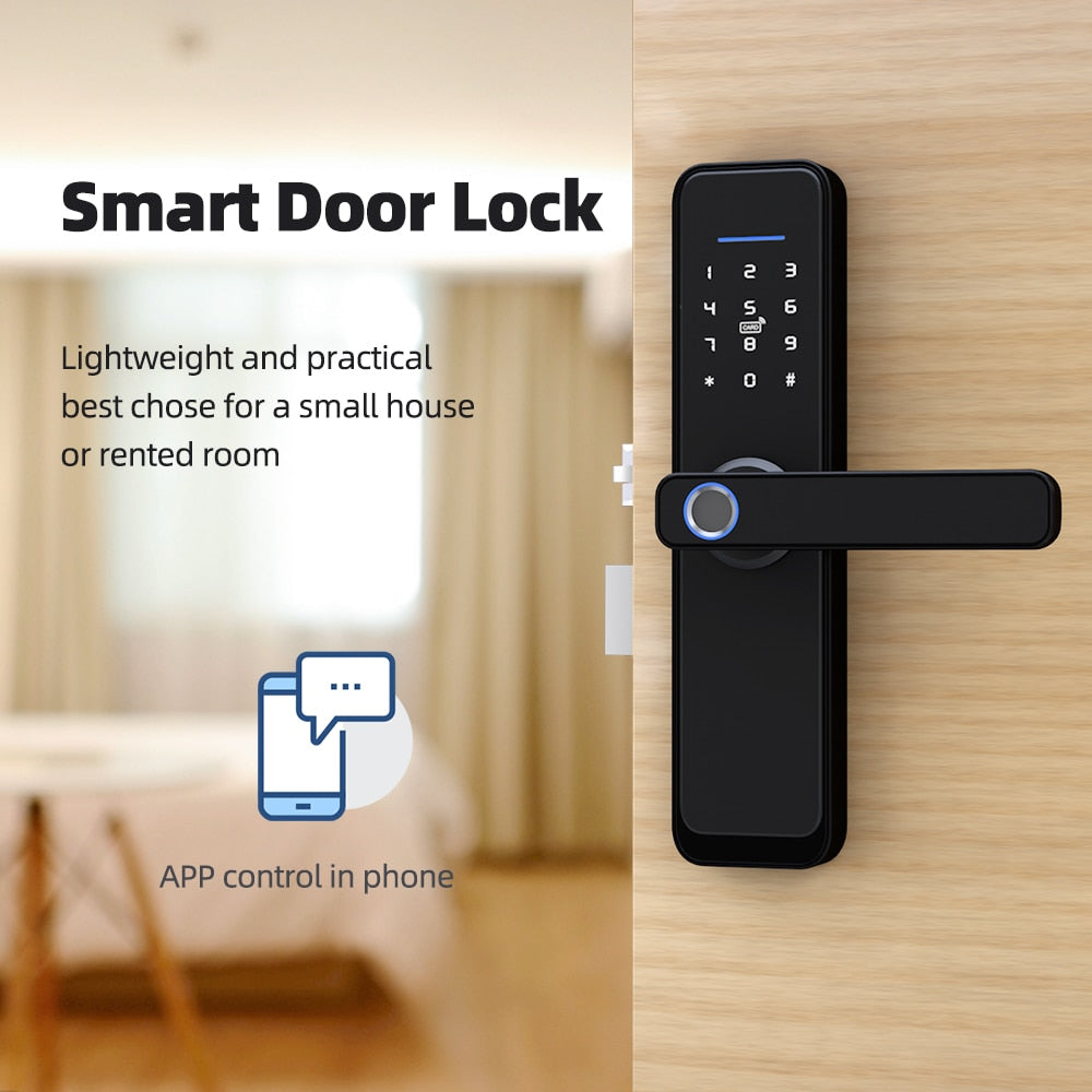 Zemismart Tuya WiFi Smart Electronic Lock Biometric Fingerprint Cylinder Intelligent Security Door Lock Encryption Keys IC Cards