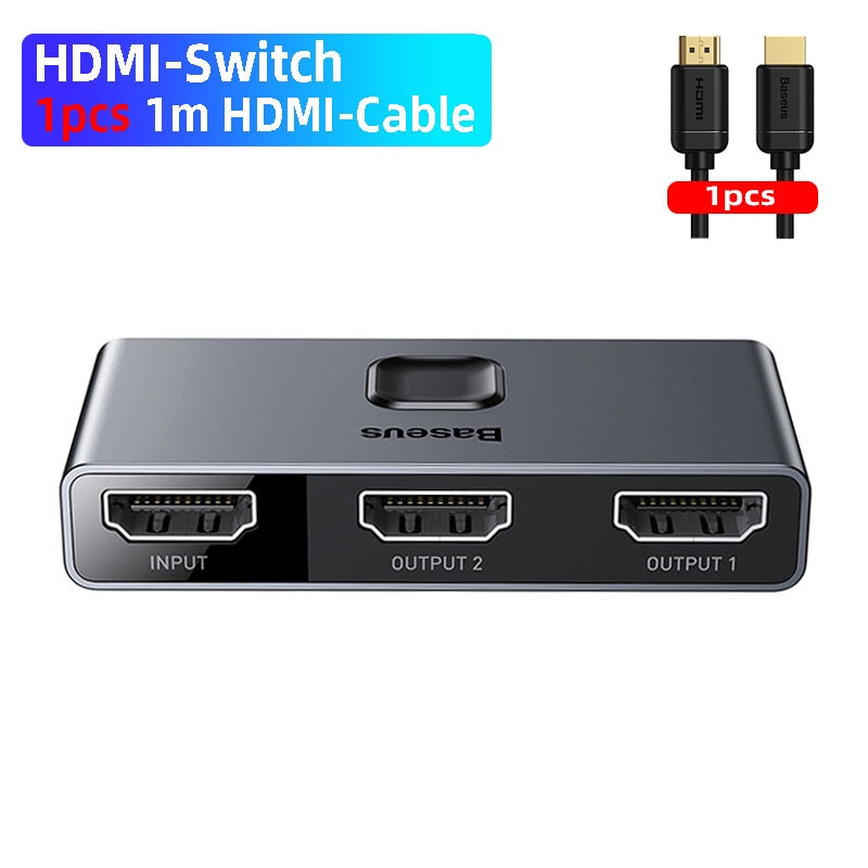 4K HD Switch HDMI-compatible Adapter for Xiaomi Mi Box and other Devices - 1x2/2x1 Switch - CE,FCC certified - Space Gray