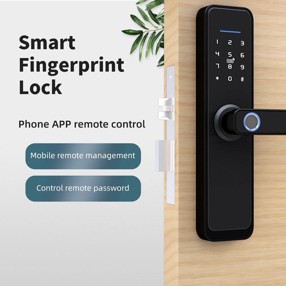 Zemismart Tuya WiFi Smart Electronic Lock Biometric Fingerprint Cylinder Intelligent Security Door Lock Encryption Keys IC Cards