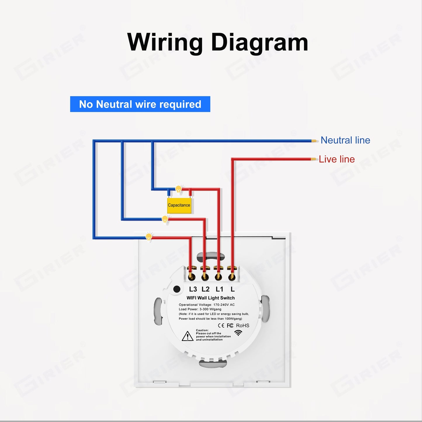 Wifi Wall Touch Switch EU No Neutral Wire Required Smart Light Switch 1 2 3 Gang 220V Tuya Smart Home Support Alexa Google Home